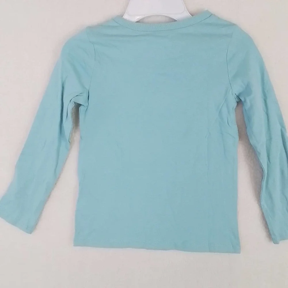 OshKosh Long Sleeve Cotton‎ T-Shirt Girl's Size 5 in Green w/ Ocean Graphic